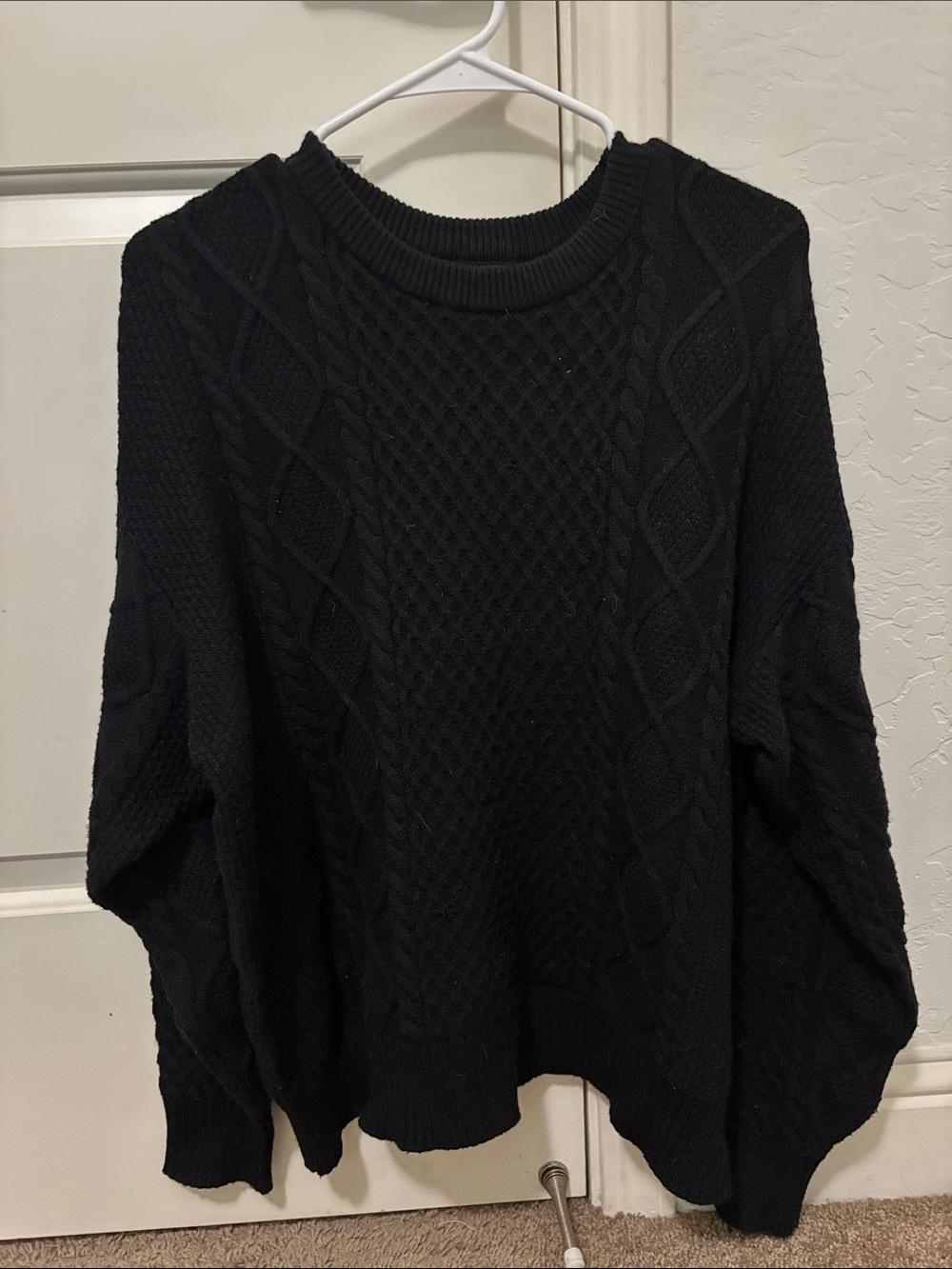 Forever 21 Black Cable Knit Crewneck Sweater - Men's